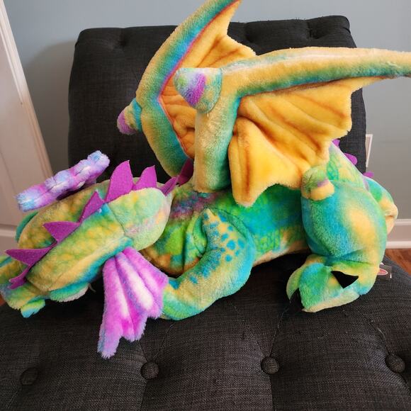 Melissa Doug Jumbo Plush Dragon 33" Rainbow Friendly Long Tail Winged Retired - Picture 4 of 11
